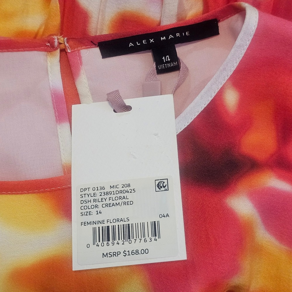 Alex Marie Size 14 Feminine Florals Riley Ruffle Hem Braided Belt Dress NWT 1080 - Picture 8 of 9